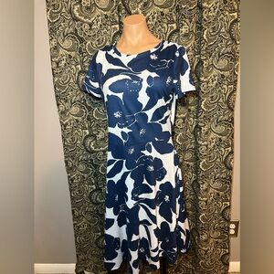 HUHOT Women Short Sleeve Round Neck Midi Skater Dress